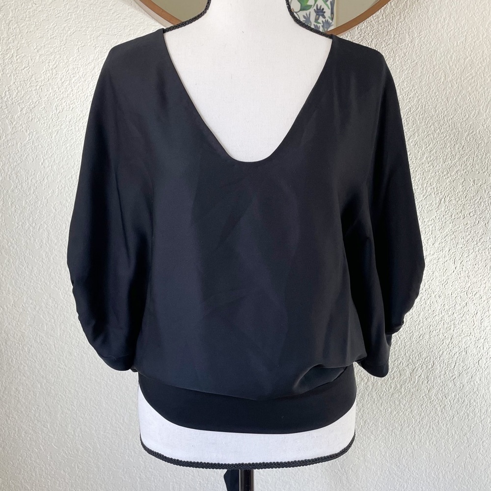 Diane Von Furstenburg DVF Silk Black Edna Top